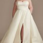 A-Line Strapless Sweetheart Ivory Satin  Wedding Dress