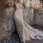 Boat Neckline Destination Boho Wedding Dress Illusion Lace Custom Made