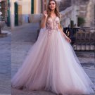 Boho Wedding Dress 3D Flowers Light Purple Beach Bride Dresses Backless Puff Tulle Wedding Gowns