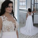 A Line Sheer Bateau Neck Sweetheart Lace Top Bridal dress White Nude High Quality Brides Gowns