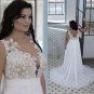 A Line Sheer Bateau Neck Sweetheart Lace Top Bridal dress White Nude High Quality Brides Gowns