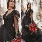 Black Gothic Wedding Dresses A Line Bridal Gowns Long Illusion Sleeves Boho Bridal Gowns