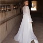 A Line Lace Beach Wedding Dresses Deep V Neck Long Sleeves Jacket Bridal Gowns