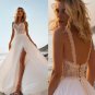 Sexy Side Split A Line Bridal Gowns Lace Appliques Bohemian Chiffon Wedding Dress