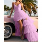 Pink Mermaid Prom Dresses Long Black Girls Gold Lace Applique Sweep Train Formal Party Evening Gowns