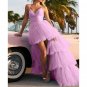 Pink Mermaid Prom Dresses Long Black Girls Gold Lace Applique Sweep Train Formal Party Evening Gowns
