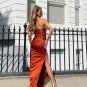 Fashion Mermaid Silk Satin Rust red Prom Dress