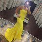Lemon Yellow Sequins Prom Dresses Sweetheart Long Mermaid Back Cocktail Party Evening Gowns