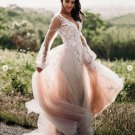 Bohemian Deep V Lace Appliqué Country Garden Wedding Dress