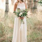 Boho Wedding Dresses Elegant Simple Bridal Gowns Jewel Neck Sleeveless Floor Length