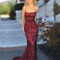 Sexy Spaghetti Straps Sequins Evening Dresses Mermaid Party Gowns