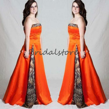 Cheap Orange Camo Wedding Dresses Camouflage Strapless Aline Country Boho Wedding Dress