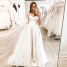 Elegant Satin Wedding Dress Sweetheart Collar Long Bride Gown