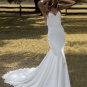 Spaghetti Straps Mermaid Wedding Dress V Neck Backless Simple Bridal Gown