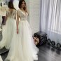Boho Wedding Dresses V Neck Lace Appliques Cap Sleeves Tassel Sweep Train Beach Bridal Gowns