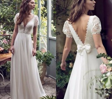 New Short Sleeve Wedding Dress Bridal Gowns