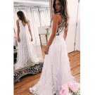 Sexy Bohemian Beach Wedding Dresses Deep V Neck Sleeveless Beaded Lace Sheer Back Bridal Gowns