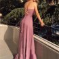 A Line Cross Back Prom Dresses Long Sexy V-neck Split Evening Party Gowns