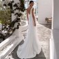 Sexy Soft Satin Wedding Dresses White V-neck Backless Bride Dress