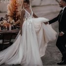 A Line Wedding Dress Boho Beach Dress Bridal Gown Tulle Ivory Bridal Dress Sexy Lace Wedding Gowns
