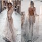 Beach Backless Wedding Dresses V Neck Tulle A Line Boho Country Bridal Gowns