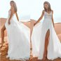 Boho A-Line Lace AppliquÃ© Tulle Wedding Dress Sweep Train Bridal Gown