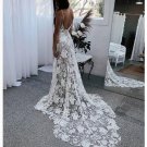 Boho Wedding Dress, V-neck Lace Wedding Dress