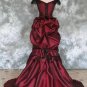 Burgundy Goth Victorian Bustle wedding dresses Vintage Beaded Lace-up Bride Wedding Gown
