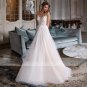 Charming Boho Wedding Dress A-line Scoop Neck Appliques Buttons Tea-length Bridal Gowns