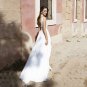 Elegant Boho Wedding Dress A-line V-neck Backless Split Appliques ButtonTea-length Bridal Gown
