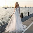Elegant Boho Wedding Dress Charming Mermaid Scoop Neck Appliques Tea-length Bridal Gowns