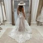 Elegant Boho Wedding Dresses A-line Spaghetti Straps Appliques ZipperTea-length Bridal Gowns