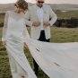 Elegant V-Neck Puff Sleeves Backless Spaghetti Strap Court Train Bridal Gowns