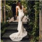 Empire Waist Floral Lace Backless Wedding Dress