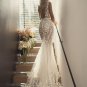 Sexy Deep V Neck Lace Beads Appliques Sweep Train Mermaid Wedding Dress