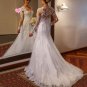 Sexy Deep V neck Long Sleeve Wedding Dress Mermaid Sequin Lace Trumpet Bridal Gowns