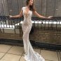 Sexy Illusion Mermaid Wedding Dresses Deep V Neck Lace Appliqued Bridal Gowns