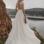 Bohemain Lace Wedding Dresses With Tassel Boat Neck Short Sleeve Backless