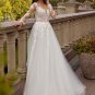 Bohemian A Line Long Sleeve Wedding Dress With Corset Lace Appliques