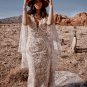 Bohemian V-Neck Open Back Lace Sweep Train Wedding Dress