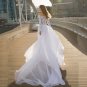 Boho Long Sleeves Chiffon Wedding Dress Lace Appliques Bridal Gowns