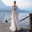 Boho Long Sleeves Wedding Dresses White Dots Appliques Lace Bridal Gowns
