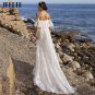 Boho Off Shoulder Lace Appliques Wedding Dresses Ruffles A Line Backless Beach Bride Gown