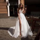 Boho O-Neck Lace Wedding Dress Chiffon Backless Beach Off The Shoulder Bride Dress