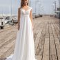 Boho Wedding Dress Chiffon Simple Beach Rustic Short Sleeve Backless Sweep Train