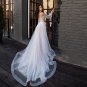 Elegant Deep V-neck Beach Long Sleeves Lace Appliques Lace Up Bridal Gowns