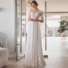 Half Sleeve Floor Length A-Line Wedding Dress  Lace Appliques O-Neck Vintage Civil Bridal Gown