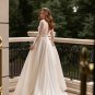 Long Sleeve V Neck Bride Dress Puff Tulle Side Split Boho Wedding Gowns