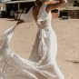 Real Photo Belt Romantic Lace Wedding Gowns Cape Sleeves Chiffon V-Neck Bohemian Bridal Dress