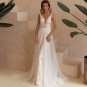 Sexy Mermaid Lace Appliques V-Neck Backless Wedding Dresses